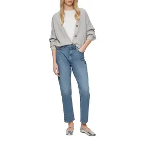 High-Waist Ankle-Length Slim Jeans for Women with Worn Effect QS image-6