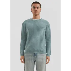 Washed Knit Pullover with Textured Knit Back QS image-0