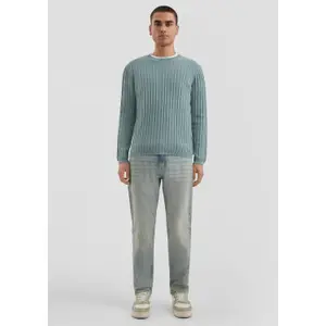 Washed Knit Pullover with Textured Knit Back QS image-1