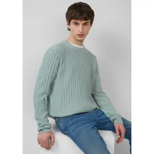 Washed Knit Pullover with Textured Knit Back QS image-3