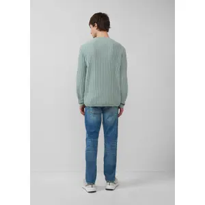 Washed Knit Pullover with Textured Knit Back QS image-4