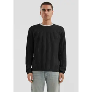 Washed Knit Pullover with Textured Knit Back QS image-0