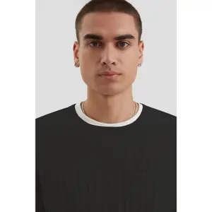 Washed Knit Pullover with Textured Knit Back QS image-6