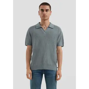 Bicolour Textured Knit Polo QS image-0
