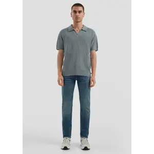 Bicolour Textured Knit Polo QS image-1