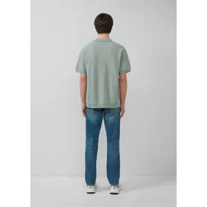 Bicolour Textured Knit Polo QS image-4