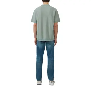 Bicolour Textured Knit Polo QS image-5