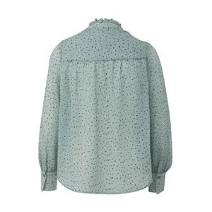Women’s Structured Chiffon Blouse with Delicate Polka Dot Pattern QS image-1