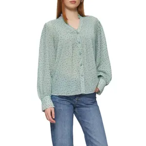 Women’s Structured Chiffon Blouse with Delicate Polka Dot Pattern QS image-2