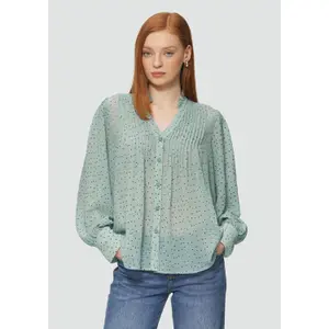 Women’s Structured Chiffon Blouse with Delicate Polka Dot Pattern QS image-3