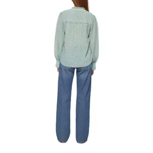 Women’s Structured Chiffon Blouse with Delicate Polka Dot Pattern QS image-5