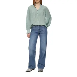 Women’s Structured Chiffon Blouse with Delicate Polka Dot Pattern QS image-6