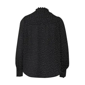 Women’s Structured Chiffon Blouse with Delicate Polka Dot Pattern QS image-1