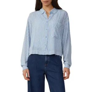 Striped Shirt with Patch Pocket Women's QS image-2