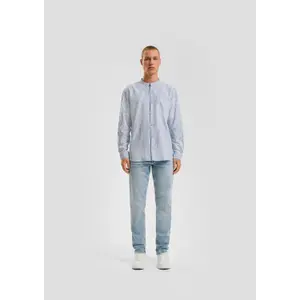Striped Long Sleeve Shirt with High Collar QS Oxford image-0