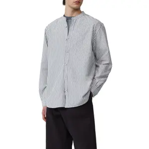 Striped Long Sleeve Shirt with High Collar QS Oxford image-2