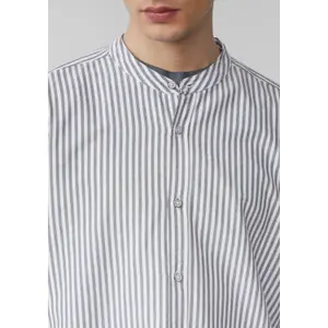 Striped Long Sleeve Shirt with High Collar QS Oxford image-3