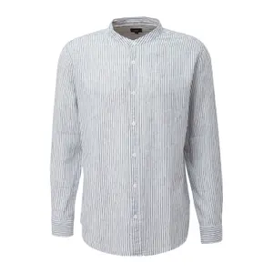Striped Long Sleeve Shirt with High Collar QS Oxford image-6