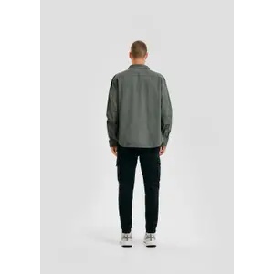 Washed Long Sleeve Overshirt with Button Closure QS image-1