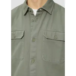 Washed Long Sleeve Overshirt with Button Closure QS image-3