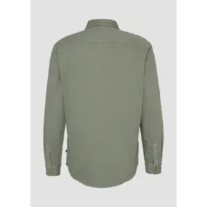 Washed Long Sleeve Overshirt with Button Closure QS image-4