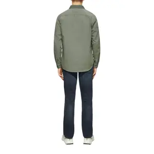 Washed Long Sleeve Overshirt with Button Closure QS image-5