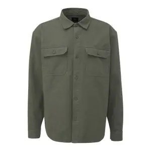 Washed Long Sleeve Overshirt with Button Closure QS image-6