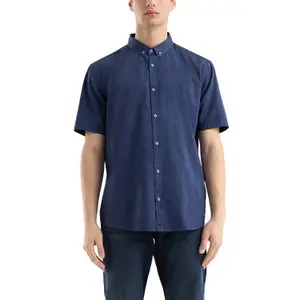 Printed Cotton Shirt with Button-Down Collar and Washed Effect QS image-2