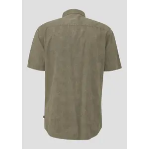 Printed Cotton Shirt with Button-Down Collar and Washed Effect QS image-0