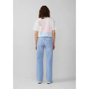 Women's Mid-Rise Slightly Stretchy Wide Leg Jeans QS Catie image-4