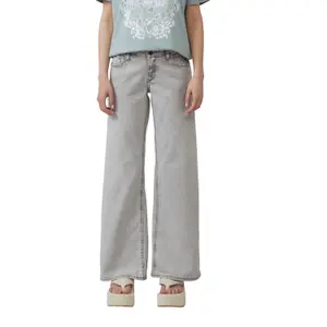 Low Rise Slightly Stretchy Wide Leg Jeans for Women QS Catie image-2