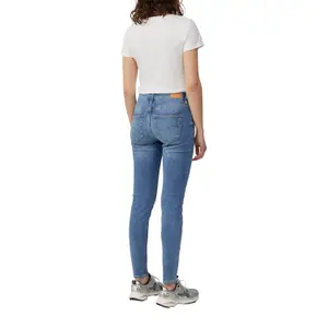 Women's Ultra-Stretch Mid-Rise Skinny Jeans Distressed Effect QS image-5