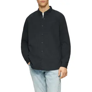 Classic Long Sleeve Shirt with Button-down Collar and Subtle Embroidery QS image-2