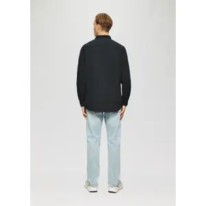 Classic Long Sleeve Shirt with Button-down Collar and Subtle Embroidery QS image-4