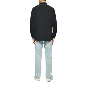 Classic Long Sleeve Shirt with Button-down Collar and Subtle Embroidery QS image-5
