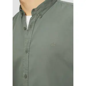 Washed Twill Shirt with Embroidered Logo QS image-3