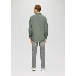 Washed Twill Shirt with Embroidered Logo QS image-4