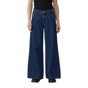 Non-Stretch High-Waisted Wide Leg Jeans for Women QS Catie image-2