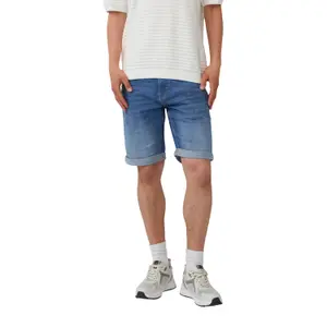 Mid-Rise Straight Leg Denim Shorts with 5 Pockets QS John image-2