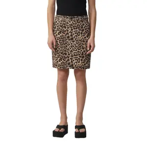 Printed Midi Pencil Skirt with Zip Fastening for Women QS image-2