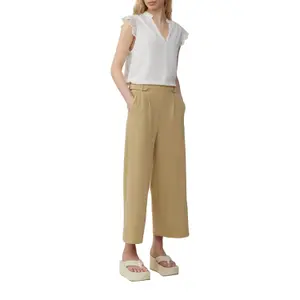 High-Waisted Women's Jersey Interlock Culotte Trousers QS image-4