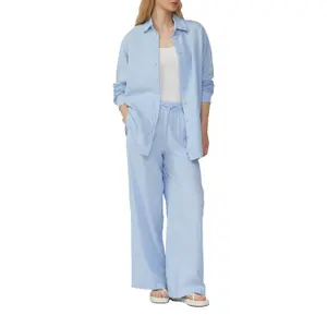 Women's Elastic Waist Linen Blend Trousers QS image-6
