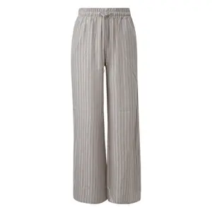 Shiny Mixed Linen Wide-Leg Trousers Women QS image-0