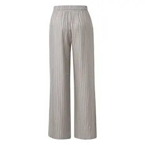 Shiny Mixed Linen Wide-Leg Trousers Women QS image-1