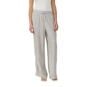Shiny Mixed Linen Wide-Leg Trousers Women QS image-2