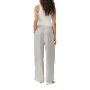 Shiny Mixed Linen Wide-Leg Trousers Women QS image-5
