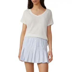 Loose Linen Blend T-Shirt for Women QS image-2