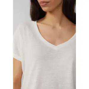 Loose Linen Blend T-Shirt for Women QS image-3