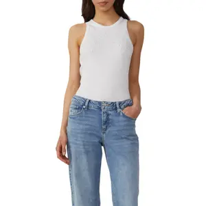 Womens Ribbed Tank Top with Silver Studs QS image-2