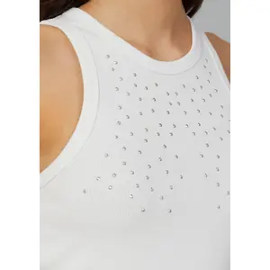 Womens Ribbed Tank Top with Silver Studs QS image-3